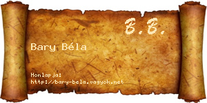 Bary Béla névjegykártya